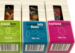 striped boxes of candies
